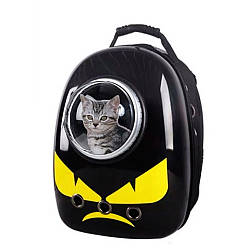 Сумка для перенесення котів і собак Pet Backpack 42 х 32 х 29 см з ілюмінатором / Рюкзак капсула для кота Чорний Бетмен