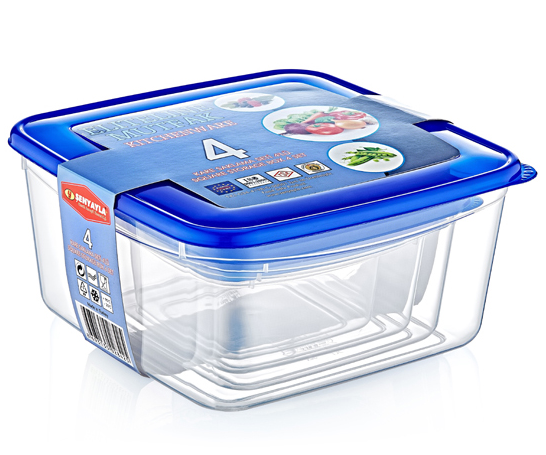 Набір пластикових харчових контейнерів для продуктів Senyayla 2842 Судки прямокутні Судочки із пластику 4 шт