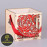 Деревянная подарочная коробка для цветов оптом и в розницу с гравировкой - Коробка из дерева под букеты