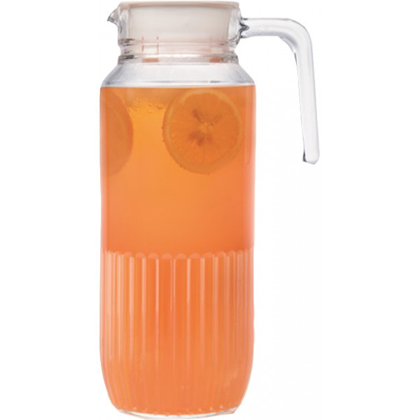 Глек із білою кришкою Luminarc Gridz Fridge 1,3 л скляний вузький (Q3653)