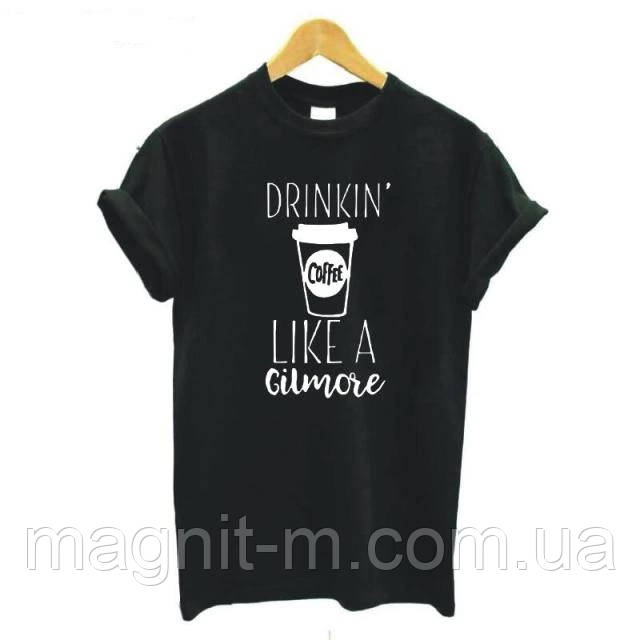 Футболка жіноча з принтом "Drinkin cofe"