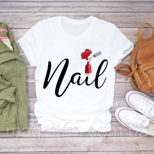 Футболка жіноча з принтом "Nail-2" Білий