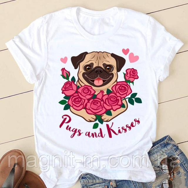 Футболка жіноча з принтом "Pugs and kisses"
