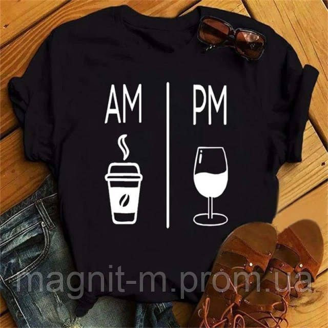 Футболка жіноча з принтом "AM/PM", фото 1