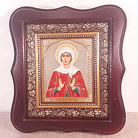 Ікона Ангеліна свята справедлива, лік 10х12 см, у темному дерев'яному кіоті