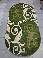 Турецкий ковер с рельефным рисунком Albayrak Legenda зеленый овал 1 х 2м