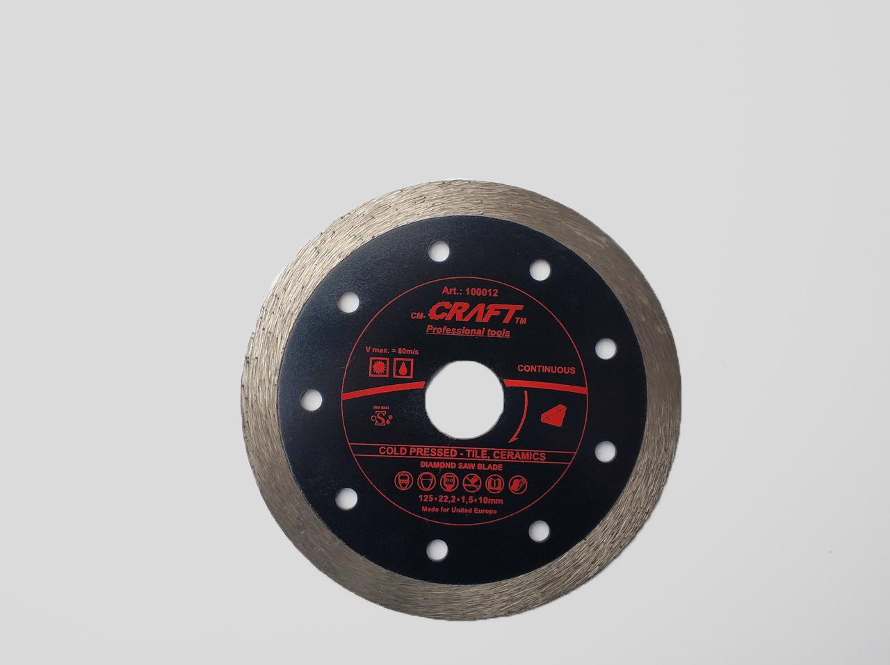 Диск відрізний алмазний Craft із суцільним різцем 125*22,2*1,5*10 мм