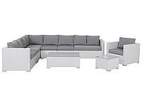 8-местный PE Rattan Garden Lounge Set White XXL