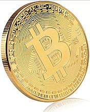 BTC Сувенірна монета Біткоїн Bitcoin без капсули колір: золото