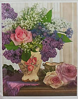 Алмазная вышивка "Букет сирени с розами " цветы букет полная выкладка мозаика 5d наборы 30х40 см