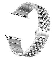 Браслет металлический для Apple Watch 38, 40, 41, 42, 44, 45 мм. и других смарт часов. ЦВЕТ СЕРЕБРА