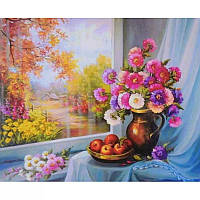 Алмазная вышивка "Любимая дача" цветы ваза астри сад полная выкладка мозаика 5d наборы 30х40 см