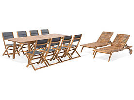 Обідній набір Acacia Garden Wood на 8 місць з 2 шезлонгами CESANA