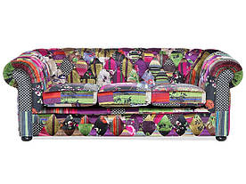3-місцевий тканинний диван Печворк Фіолетовий CHESTERFIELD