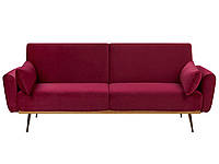 Бархатный диван-кровать бордовый EINA