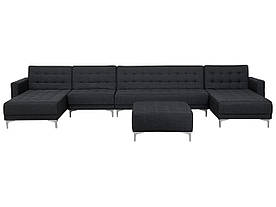 6-місний U-подібний модульний тканинний диван з отоманкою графітово-сірий ABERDEEN