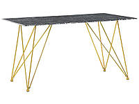 Обеденный стол 140 x 80 см с эффектом мрамора черный с золотом KENTON