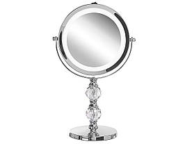 Дзеркало для макіяжу з підсвічуванням ø 18 см Срібло CLAIRA