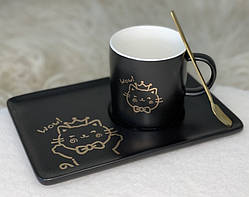 💚Чашка з блюдцем і ложкою 230 мл Wow