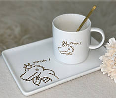 💚Чашка з блюдцем і ложкою 230 мл Yeah