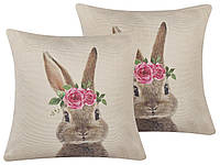 Набор из 2 подушек с принтом кролика 45 x 45 см темно-серый TULIPA