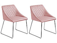 Набор из 2 бархатных обеденных стульев Розовый ARCATA