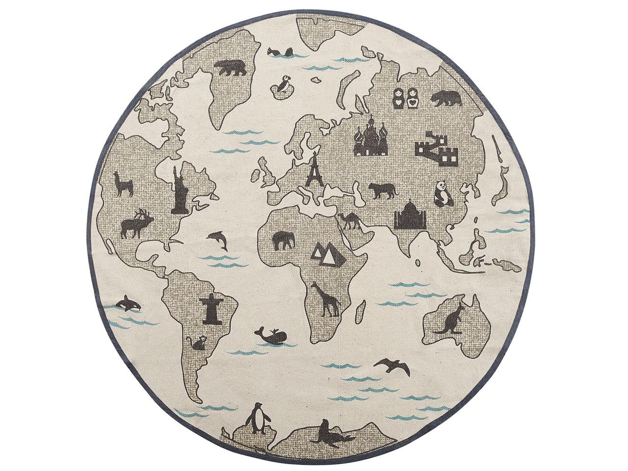 Дитячий килим Continents Print ⌀ 120 см сіро-коричневий KESDA, фото 1
