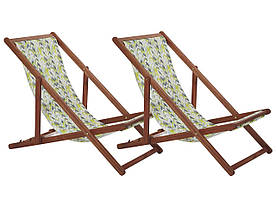 Набір з 2 дерев'яних складних шезлонгів темно-жовтого і сірого кольорів ANZIO