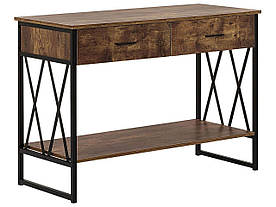 Консольний стіл з 2 шухлядами з темного дерева з чорним AYDEN