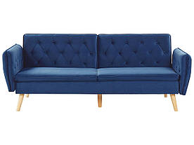 Оксамитовий диван-ліжко темно-синій BARDU