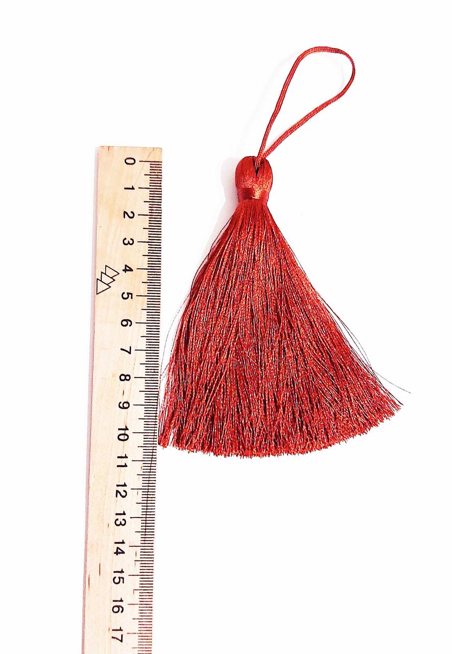 Китиця текстильна декоративна шовкова велика,1шт, терракот 0223, 1шт.