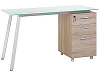 Письмовий стіл для домашнього офісу з 3 ящиками, 130 x 60 см, світле дерево і білий MONTEVIDEO