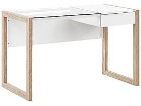 Робочий стіл для домашнього офісу з 1 ящиком 120 x 60 см, білий зі світлим деревом JENKS