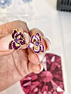 Сережки-квітки в позолоті з емаллю Каріна, фото 2