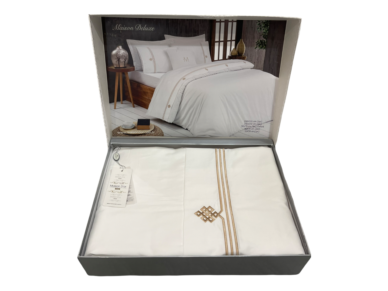 Постільна білизна Maison d'or Deluxe Beige Сатин Люкс Білий