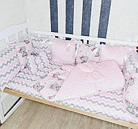 Набір постільної білизни в дитяче ліжечко з конвертом - Бортики / Захист в ліжечко-конверт-плед на виписку
