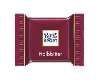 Шоколад Ritter Sport Чорний Dark 50% Какао Ріттер Спорт Halbbitter 5 г Німеччина