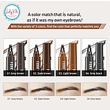 Водостійкий тінт для брів з потрійним аплікатором  RiRe Fork Eyebrow Tint #04 Gray Black, 2g, фото 7