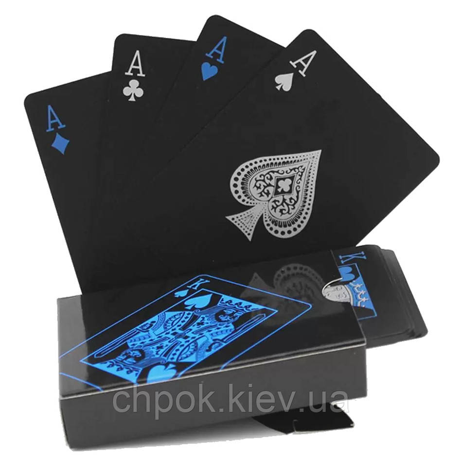 Чорні пластикові картки Win King Poker (Blue Face)