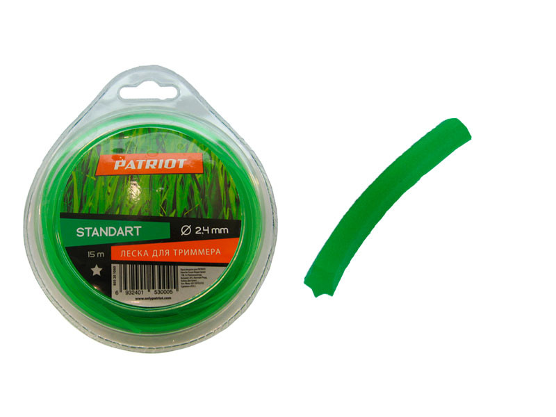Волосінь patriot 15м х 2,4 мм стандарт зелена, фото 1