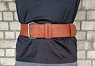 Пояс атлетичний EasyFit DeciBelt (шкіра) коричневий S, фото 4