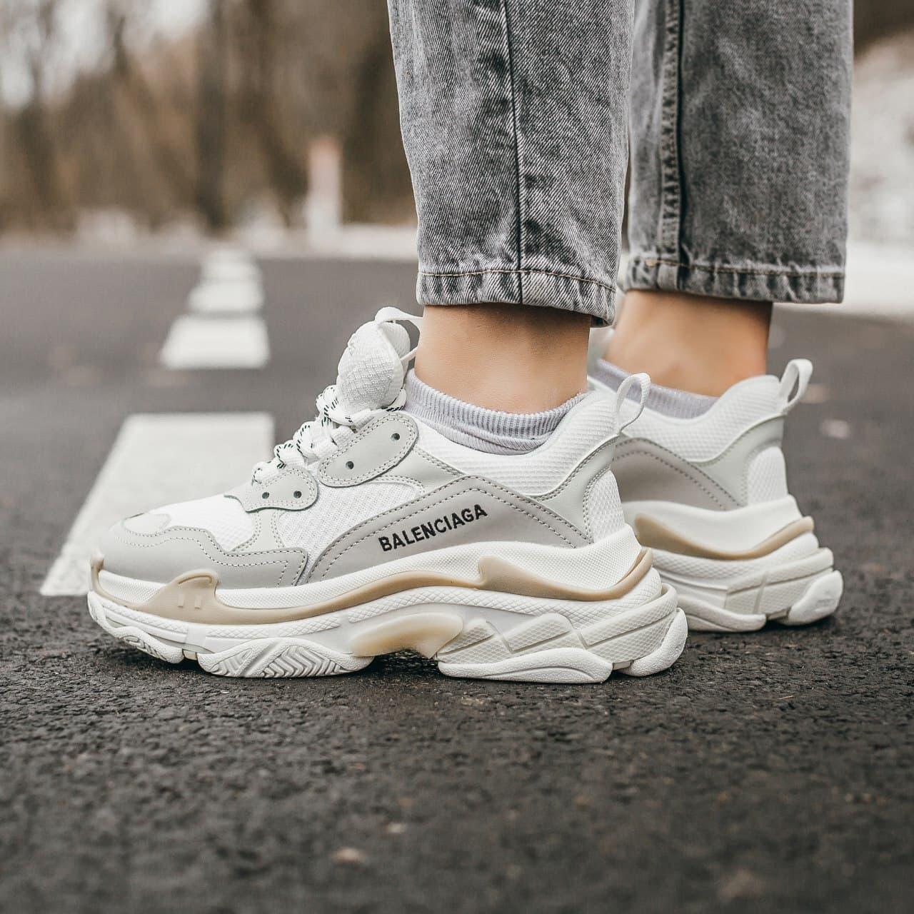 Кроссовки мужские белые Balenciaga Triple S (03328)