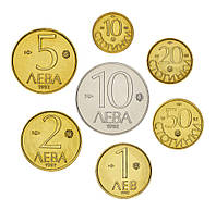 Болгарія набір із 7 монет 1992 UNC 10, 20, 50 стотинок, 1, 2, 5, 10 лівців
