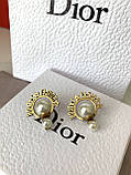 Діор сережки кульки з декором / сережки-цвяшки з перлами, фото 5