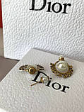 Діор сережки кульки з декором / сережки-цвяшки з перлами, фото 2
