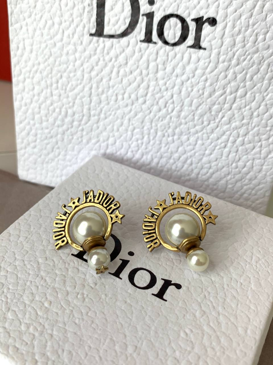 Діор сережки кульки з декором / сережки-цвяшки з перлами, фото 1