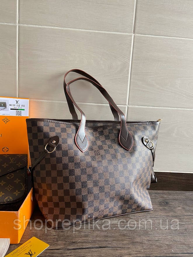 Сумка Louis Vuitton жіноча велика шопер шахівка А4 рапродажу