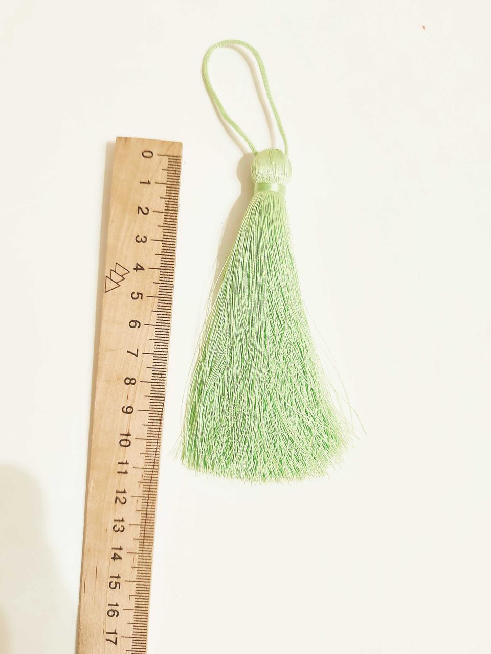 Китиця текстильна декоративна шовкова велика,1шт,  салатовий пастельний 0230 1шт.