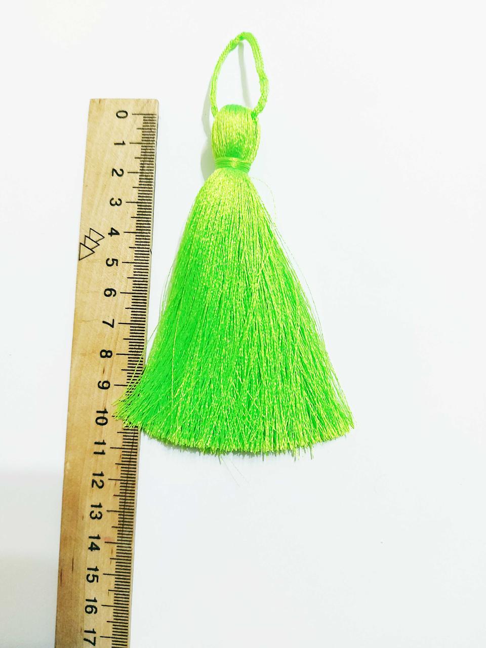 Китиця текстильна декоративна шовкова велика,1шт, салатовий неоновий 0231 1шт.