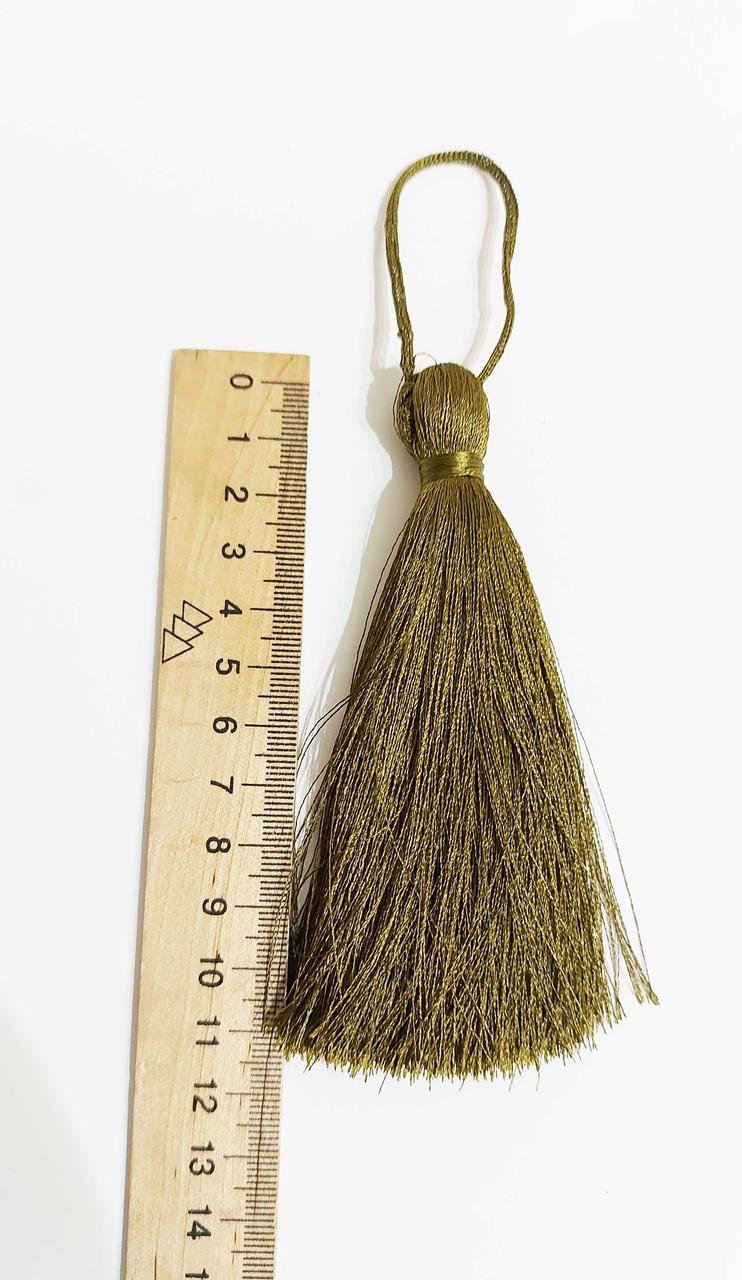 Китиця текстильна декоративна шовкова велика,1шт, оливковий темний 0234 1шт.